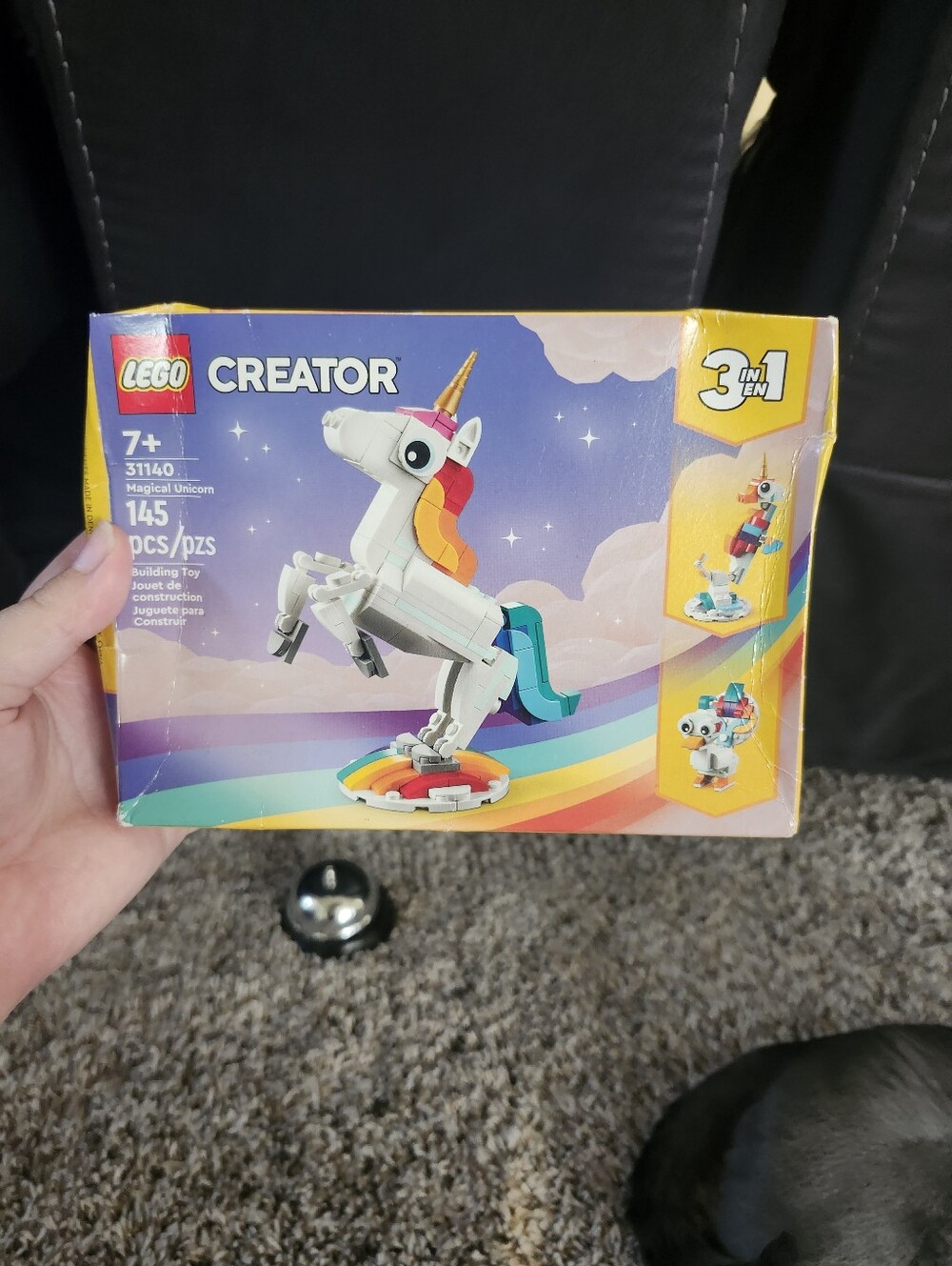 Lego White Unicorn with Rainbow Mane and Base
